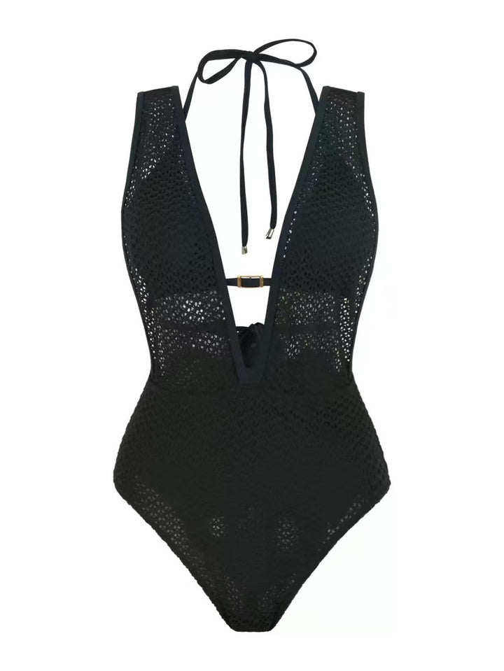 Women’s Mesh Swimsuit with Deep V-Neck Mune Fashion