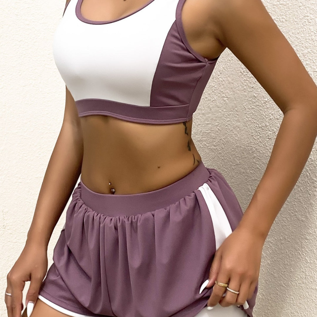 Women Sporty Crop Top Short Set Mune Fashion
