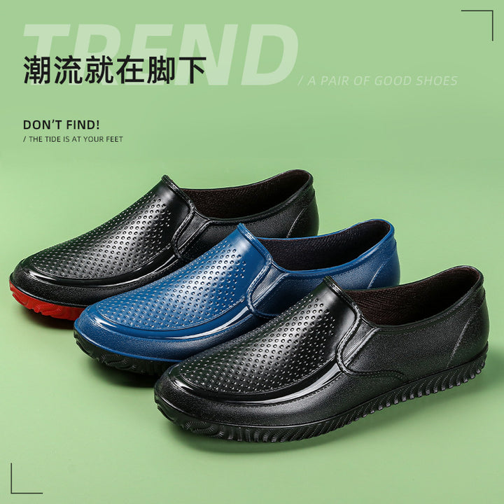 Men's Elegant Perforated Slip-On Half Shoes with Non-Slip Tread Sole Mune Fashion