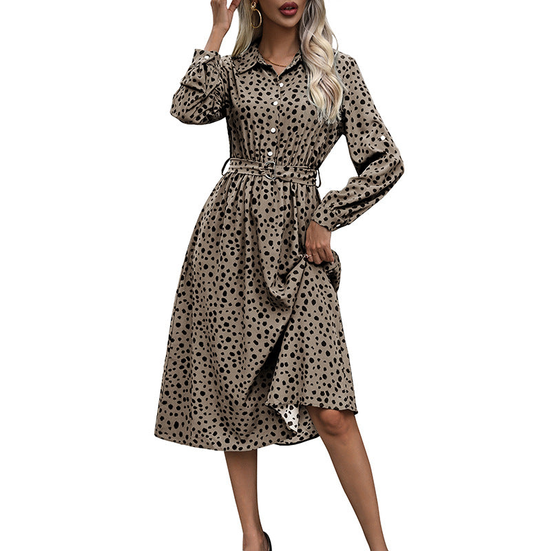 Women's shirt dress with waist tie, three-quarter sleeves, and side slit Mune Fashion