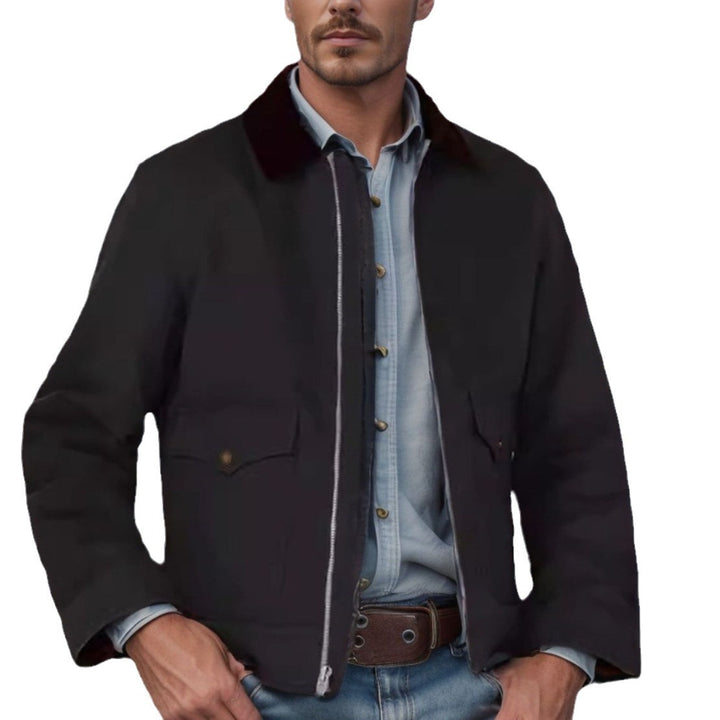 Men's robust canvas field jacket with corduroy collar and patch pockets Mune Fashion