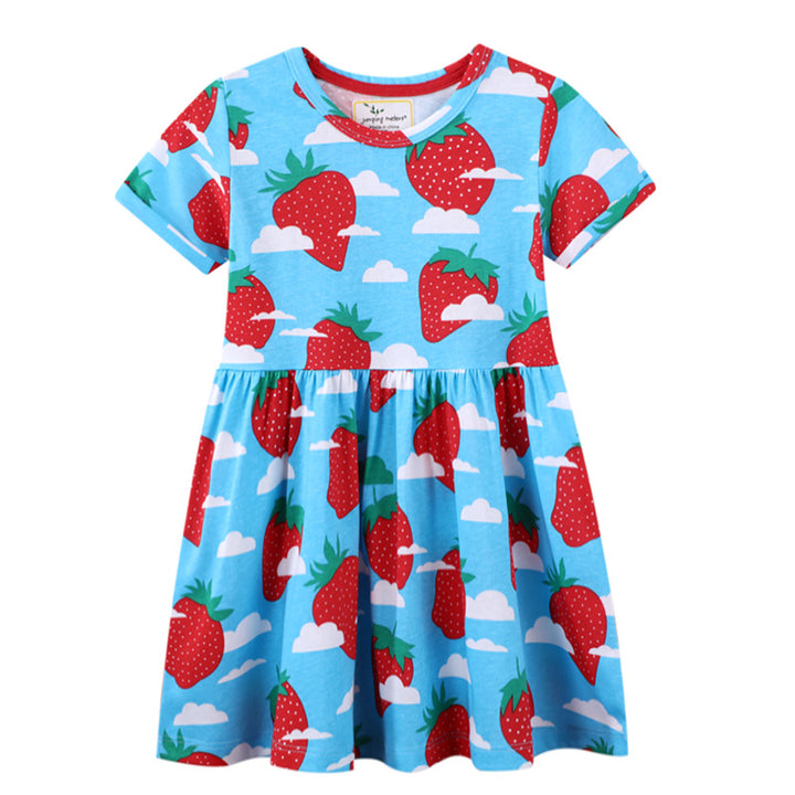 Girl's summer dress with cheerful strawberry print Mune Fashion