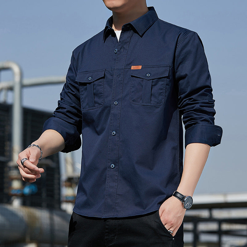 Men's lightweight utility overshirt made of cotton canvas with chest flap pockets Mune Fashion