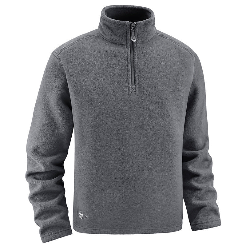 Men's fleece pullover with troyer collar and half zipper made of soft microfleece Mune Fashion