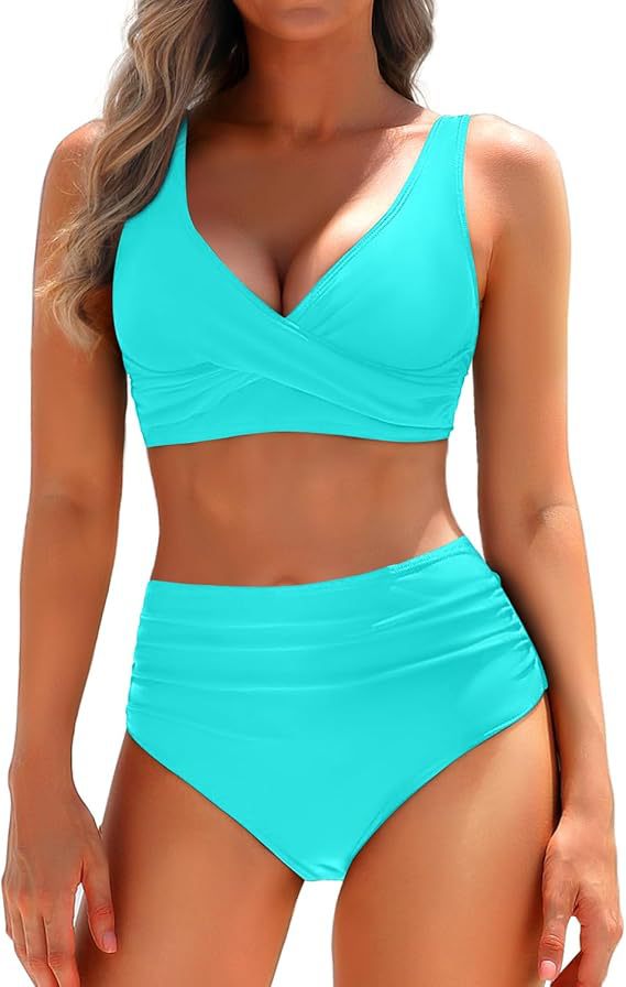 Women High-Waisted Bikini Set with Wrap Top Mune Fashion 1782205596
