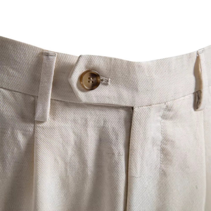 Men's casual linen shorts with cuffs and pleats Mune Fashion