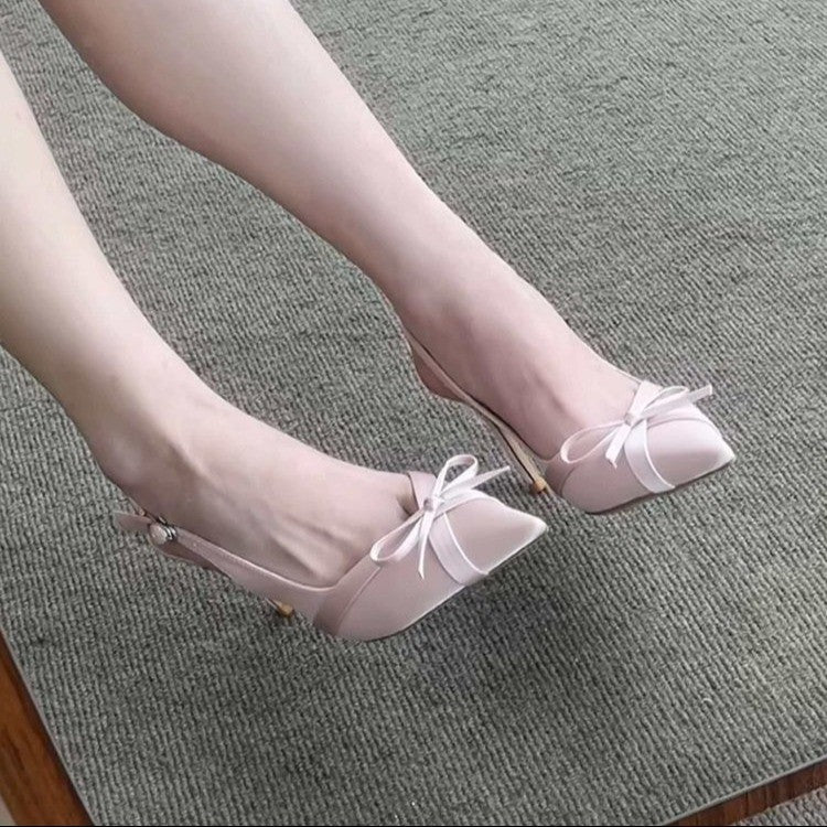 Women’s slingback pumps with pointed toe, delicate kitten heel and bow detail Mune Fashion