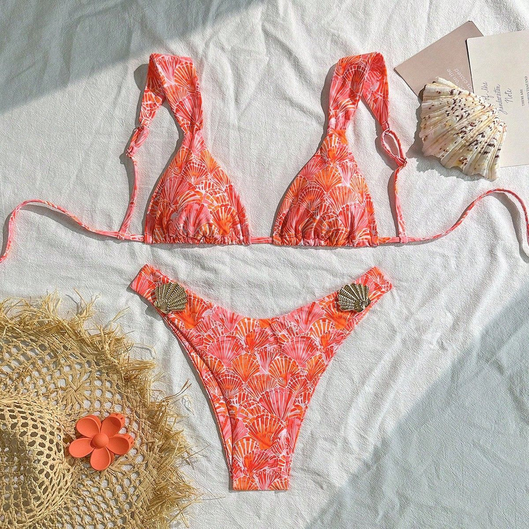 Women Triangle Bikini with Stylish Shell Design Mune Fashion