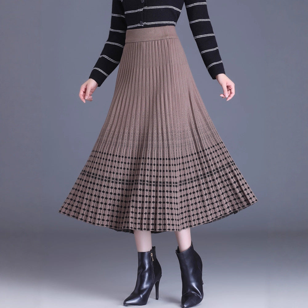 Ladies Pleated Maxi Skirt with Elegant Pattern Mune Fashion