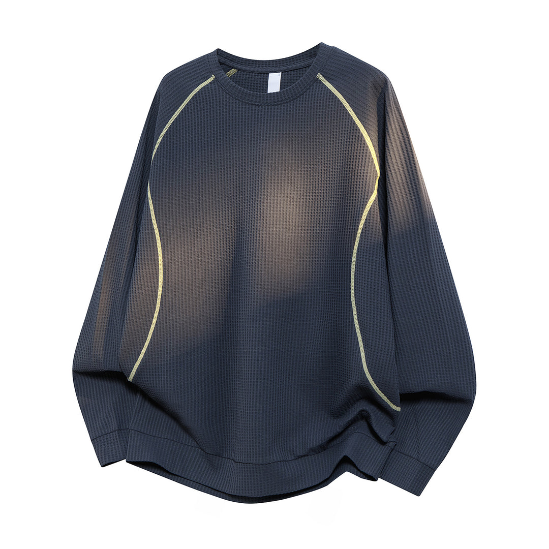 Men's Waffle Structure Oversized Sweatshirt with Raglan Sleeves and Relaxed Fit Drune