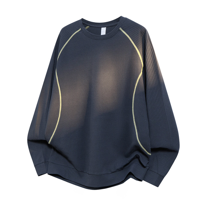 Men's Waffle Structure Oversized Sweatshirt with Raglan Sleeves and Relaxed Fit Drune