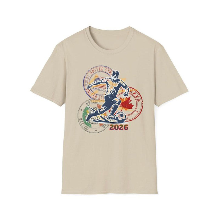 Unisex nan sporty football T-shirt with retro stamp print and breathable cotton blend Mune Fashion