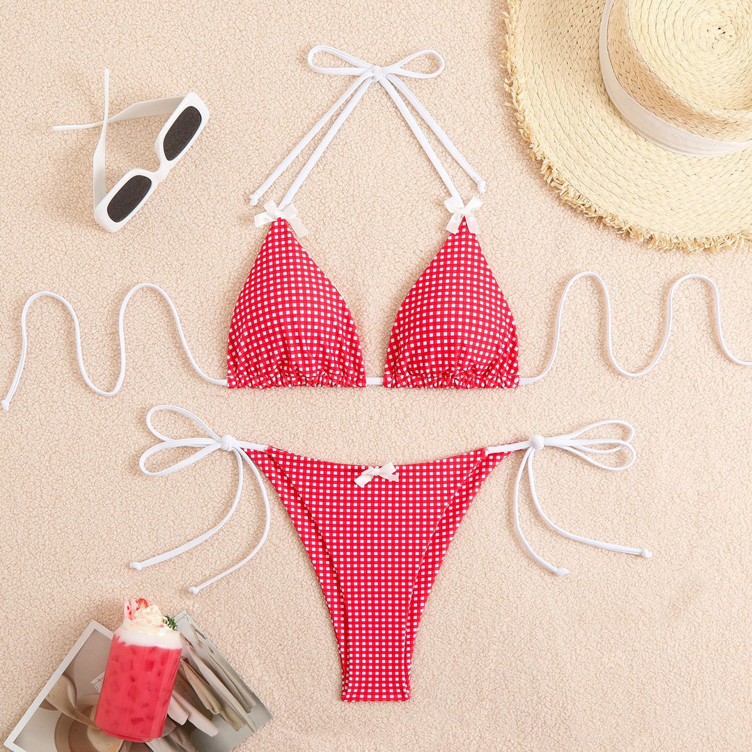 Women's triangle bikini with playful checkered pattern Mune Fashion