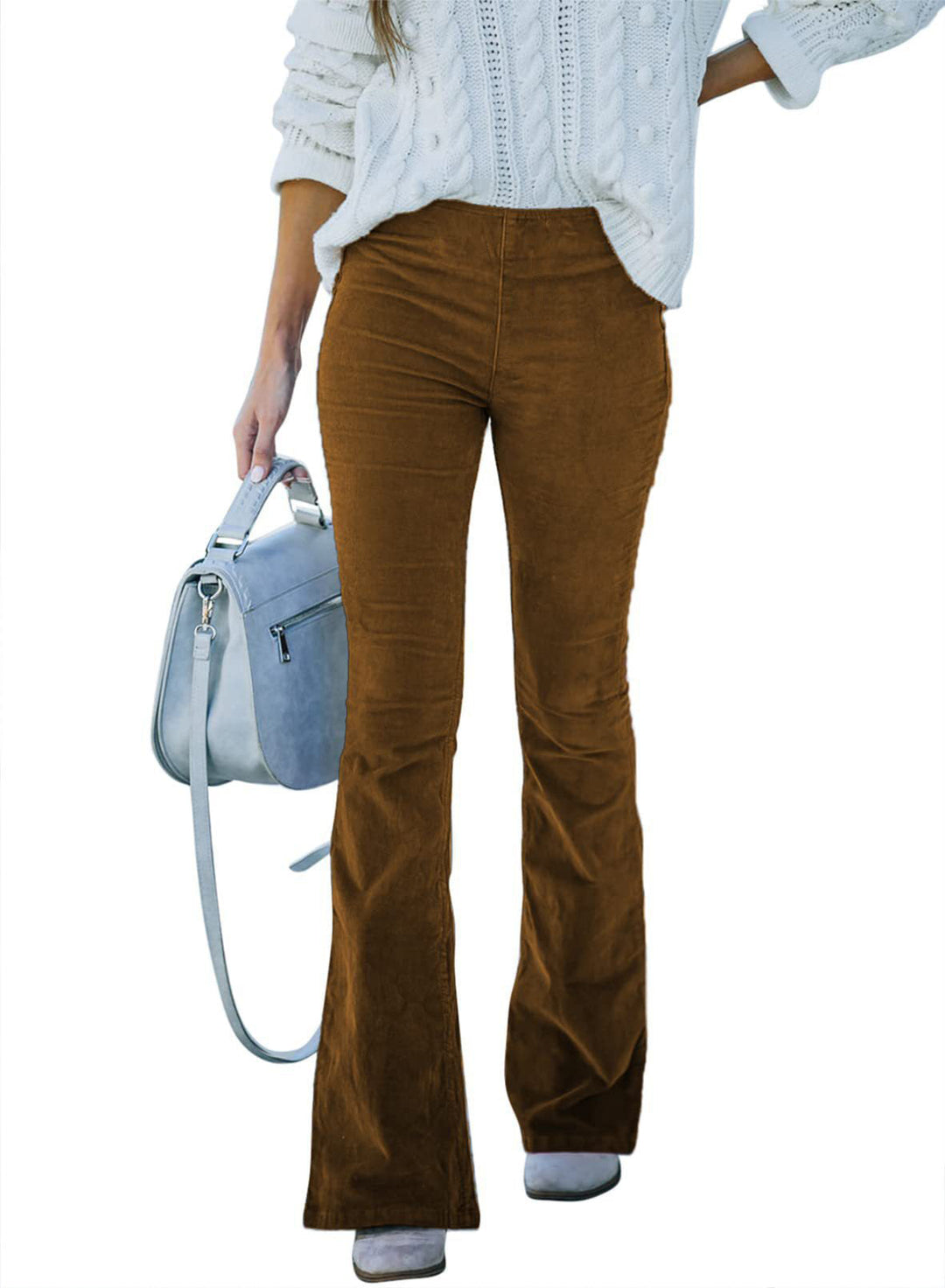 Women's Flared Corduroy Pants with High Waist and Soft Material Mune