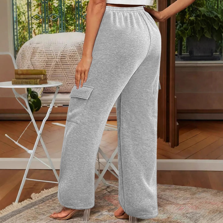 Women Soft Cargo Lounge Pants with Elastic Waist and Wide Leg Mune Fashion