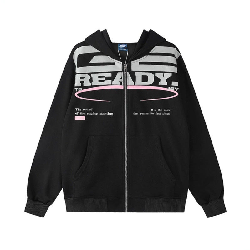 Women's hooded sweatshirt jacket with full zip, oversized cut and statement front print Mune Fashion