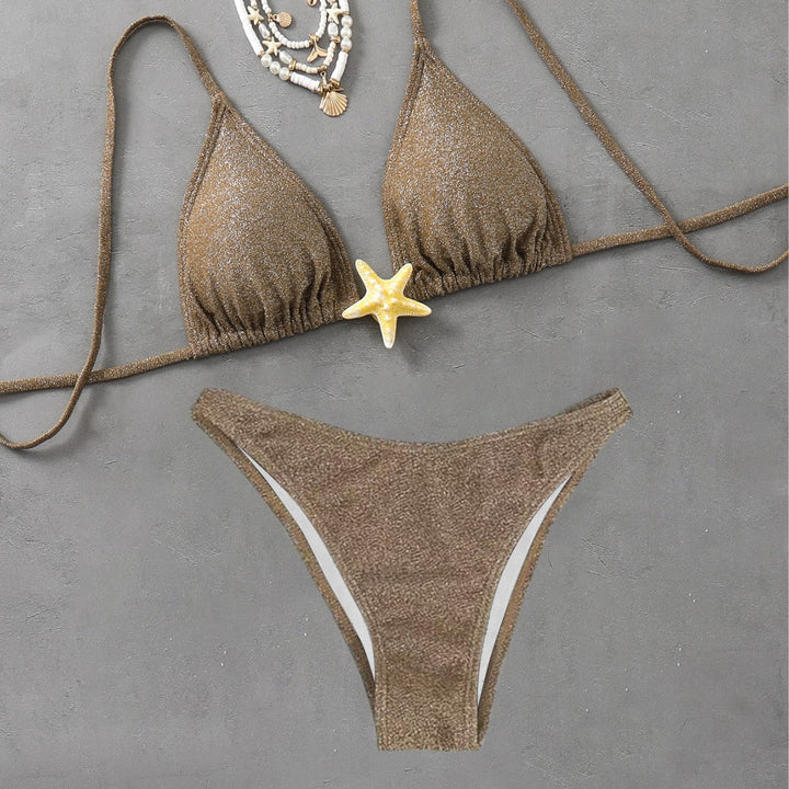 Women Triangle Bikini with fashionable glitter effect Mune Fashion