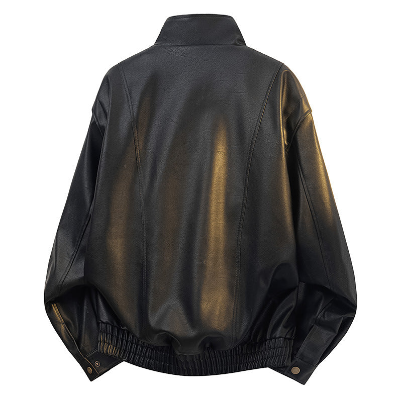Women Lightweight Oversized Bomber Jacket with Leo Lining, Patch Pockets & Elastic Hem Mune Fashion