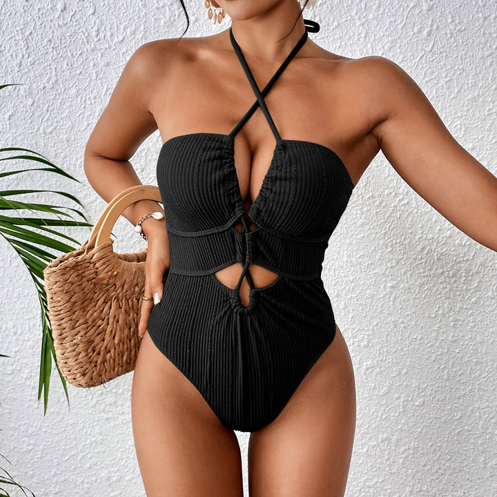 Women High-Cut Swimsuit with Cut-Outs and Trendy Straps Mune Fashion