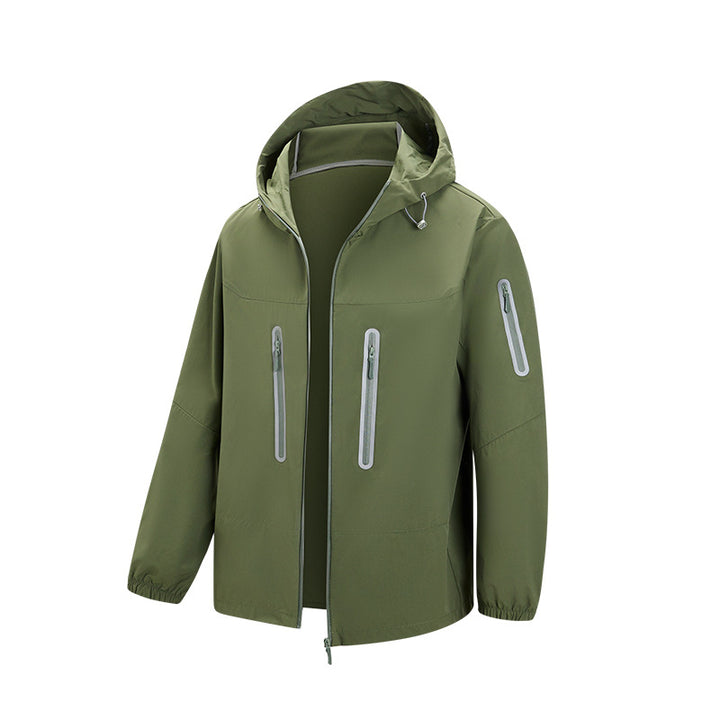 Men's Packable Technical Softshell Jacket with Hood, Taped Zippers and Chest Pockets Mune Fashion