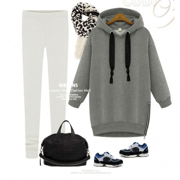 Women Oversize Hoodie with Side Zipper Mune Fashion