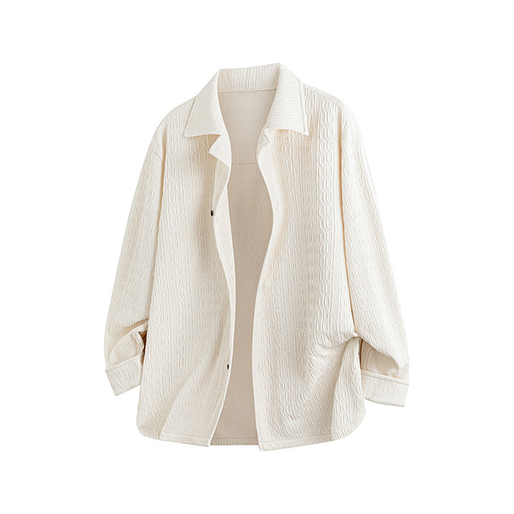 Women Lightly Structured Oversized Shirt Jacket with Lapel Collar & Press Button Front Mune Fashion