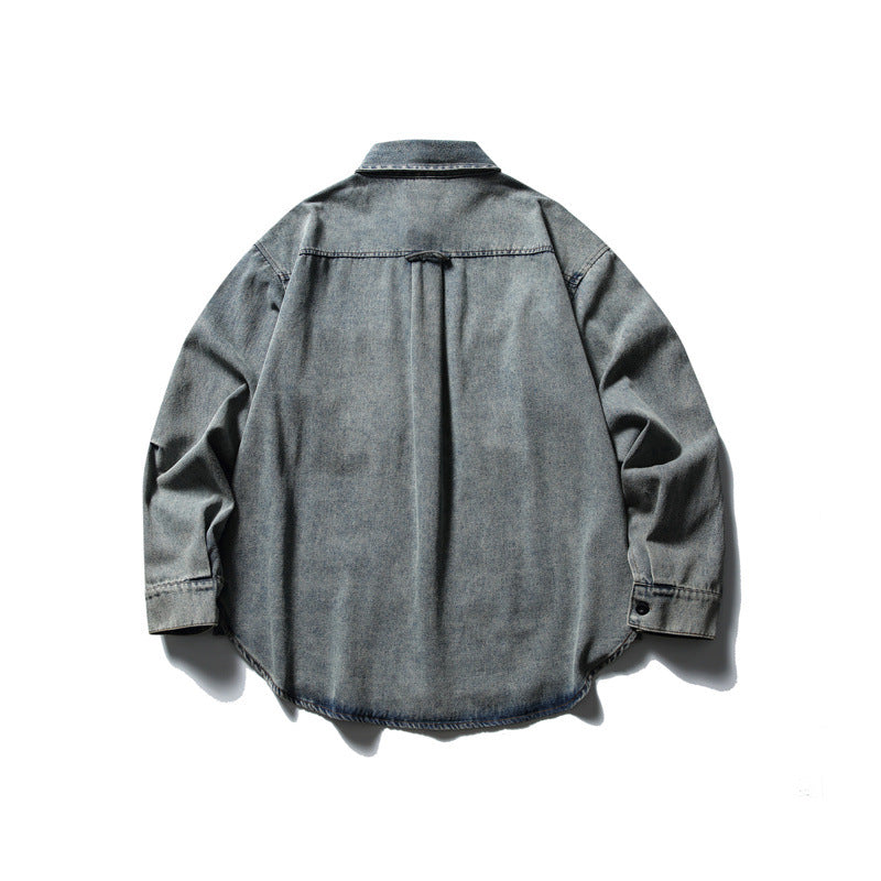 Unisex Oversized Denim Chore Jacket in boxy cut with large flap pockets Mune Fashion