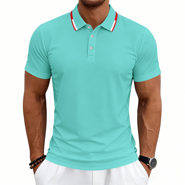 Men's tailored short-sleeve polo shirt with contrast collar made of breathable piqué Mune Fashion