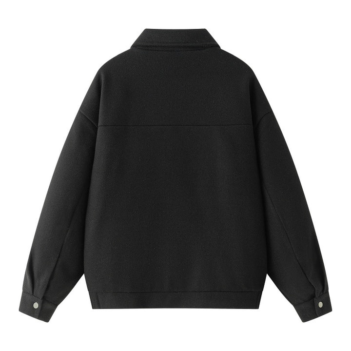 Men's Oversized College Jacket made of Wool Blend with Snap Button Placket and Hidden Pockets Mune Fashion