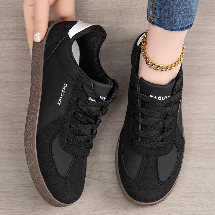 Women's retro-inspired casual sneakers with suede overlays, padded heel counter, and textured rubber outsole Mune Fashion