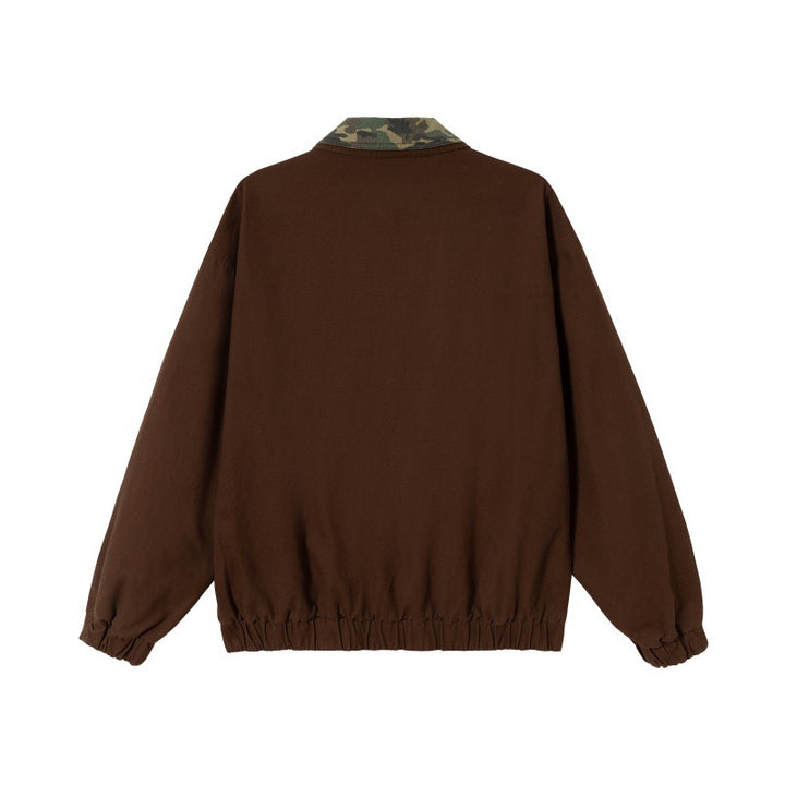 Men's Boxy Field Blouson with Camouflage Collar, Flap Pockets and Elastic Hem