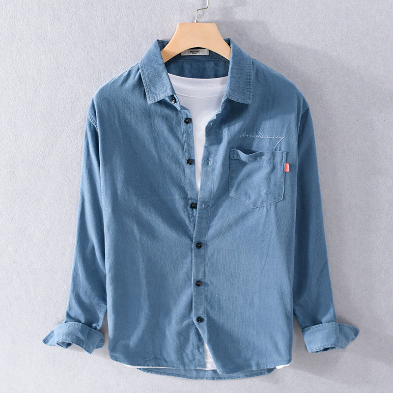 Men's Loose Cotton-Linen Layering Shirt with Chest Pocket and Soft-Touch Texture Mune Fashion