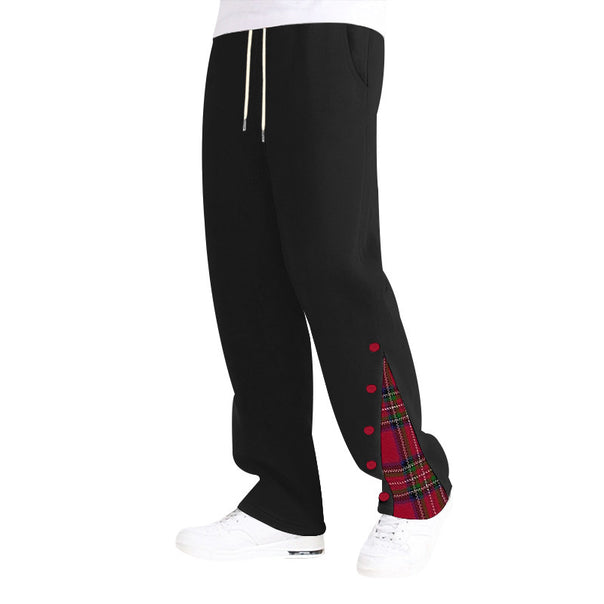 Unisex wide Relax joggers with side snap button placket and checkered insert Mune Fashion