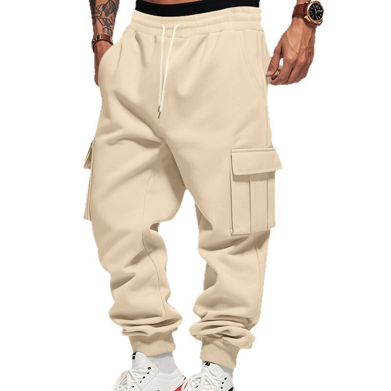 Men's Cargo Jogging Pants with Elastic Waistband Drawstring and Sewn Side Pockets Mune Fashion