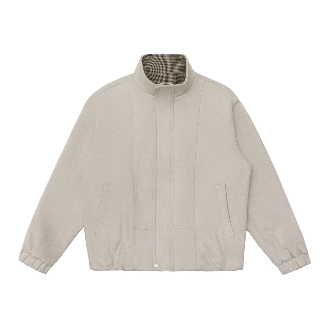 Men's short jacket in a boxy cut with a high stand-up collar and hidden zipper placket Mune Fashion
