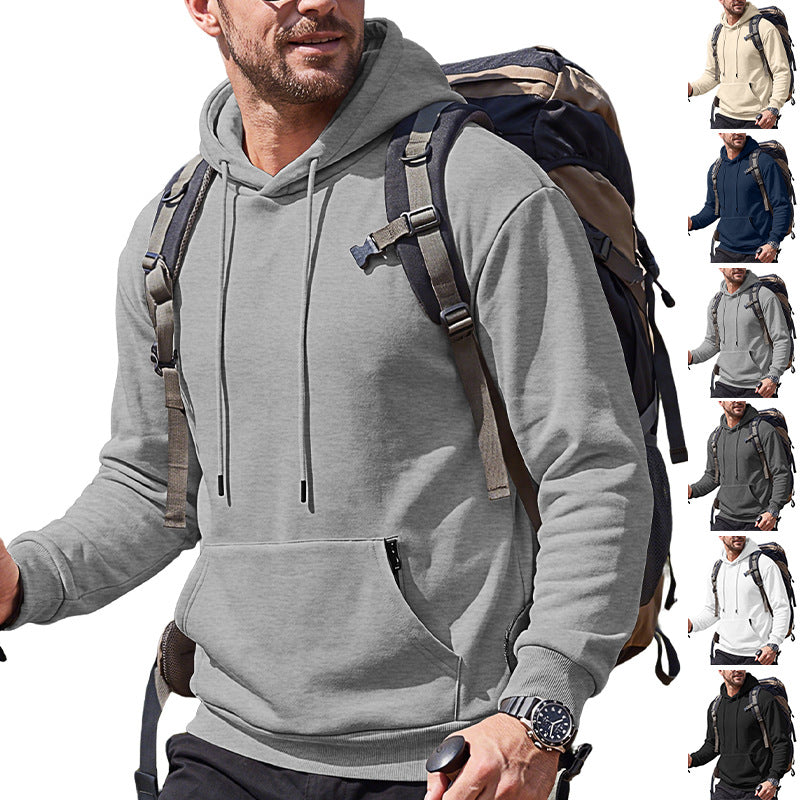 Men's hoodie made of soft fleece with kangaroo pocket and adjustable hood Mune Fashion