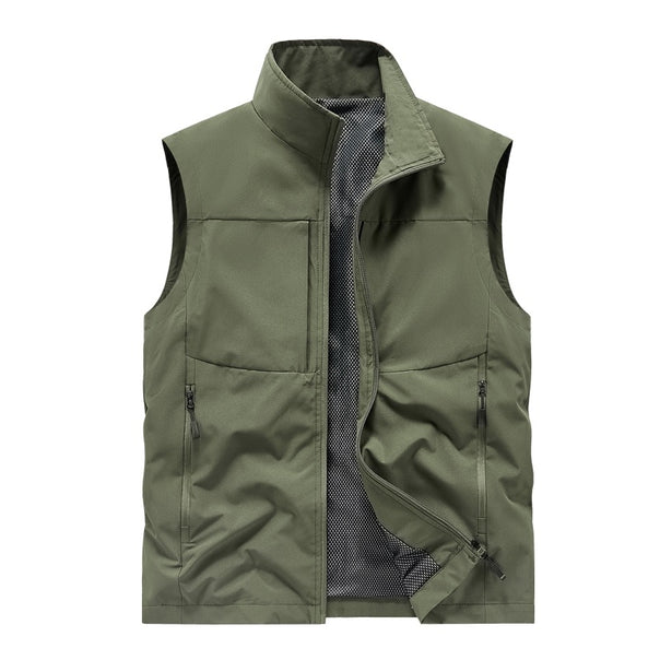 Men's Lightweight Windproof Softshell Quilted Vest with Mesh Lining, Stand Collar & Zipper Pockets Mune Fashion