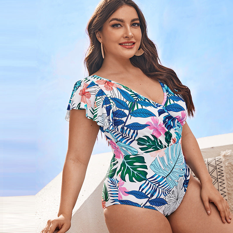 Women Elegant Swimsuit with Floral Ruffle Details Mune Fashion