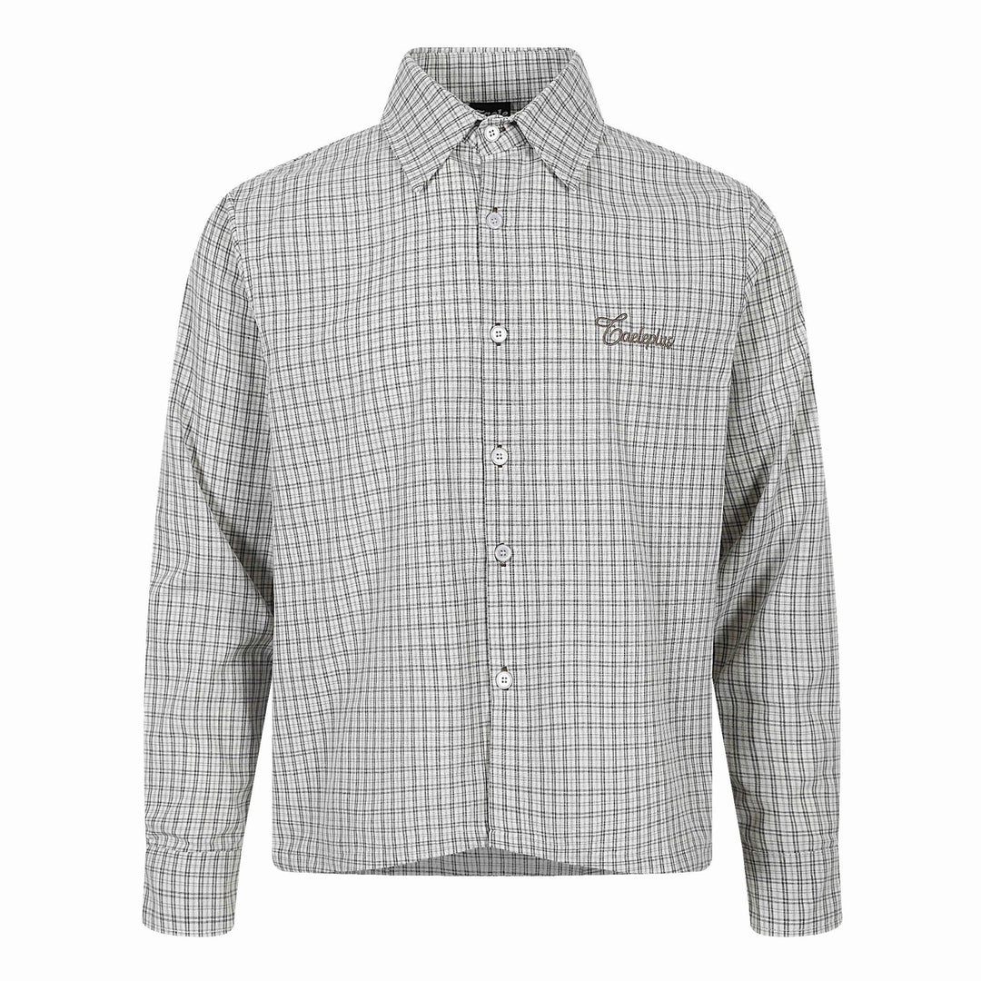 Men's Checkered Gingham Shirt with Button-Down Collar and Chest Embroidery Mune Fashion