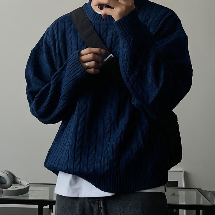 Men's chunky knit sweater with button placket Mune Fashion