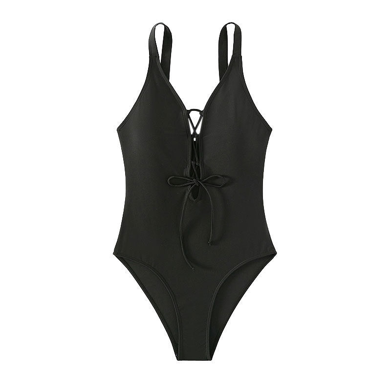 Women's One-Piece Swimsuit with Fashionable Lace-Up Design Mune Fashion
