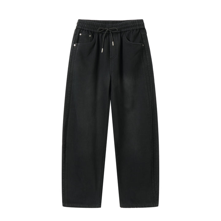 Women's Relaxed Jogging Pants with High Elastic Waistband and Side Decorative Seams