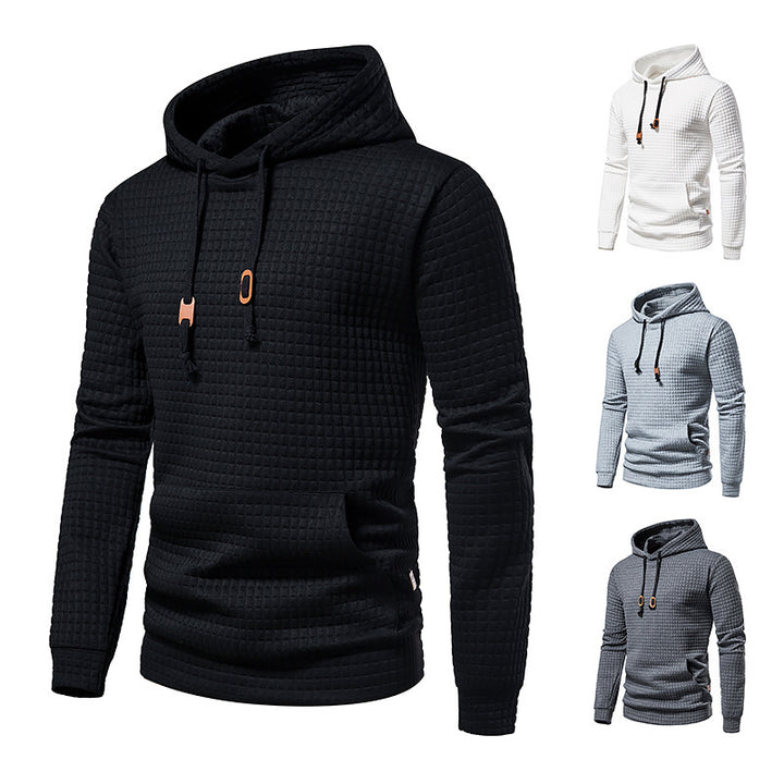 Men's structured hoodie with padded check quilted texture and kangaroo pocket Mune Fashion