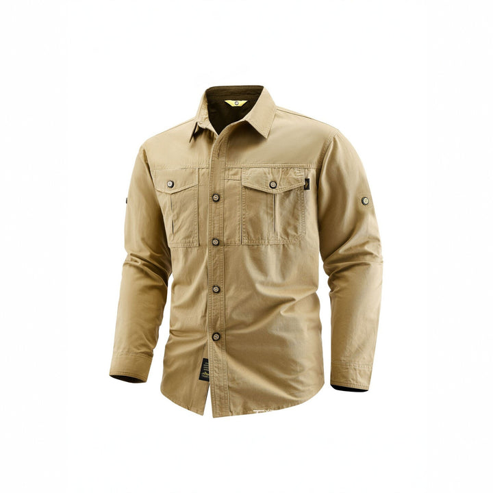 Men's Canvas Overshirt in Field Style with Chest Flaps and Full Button Placket Mune Fashion