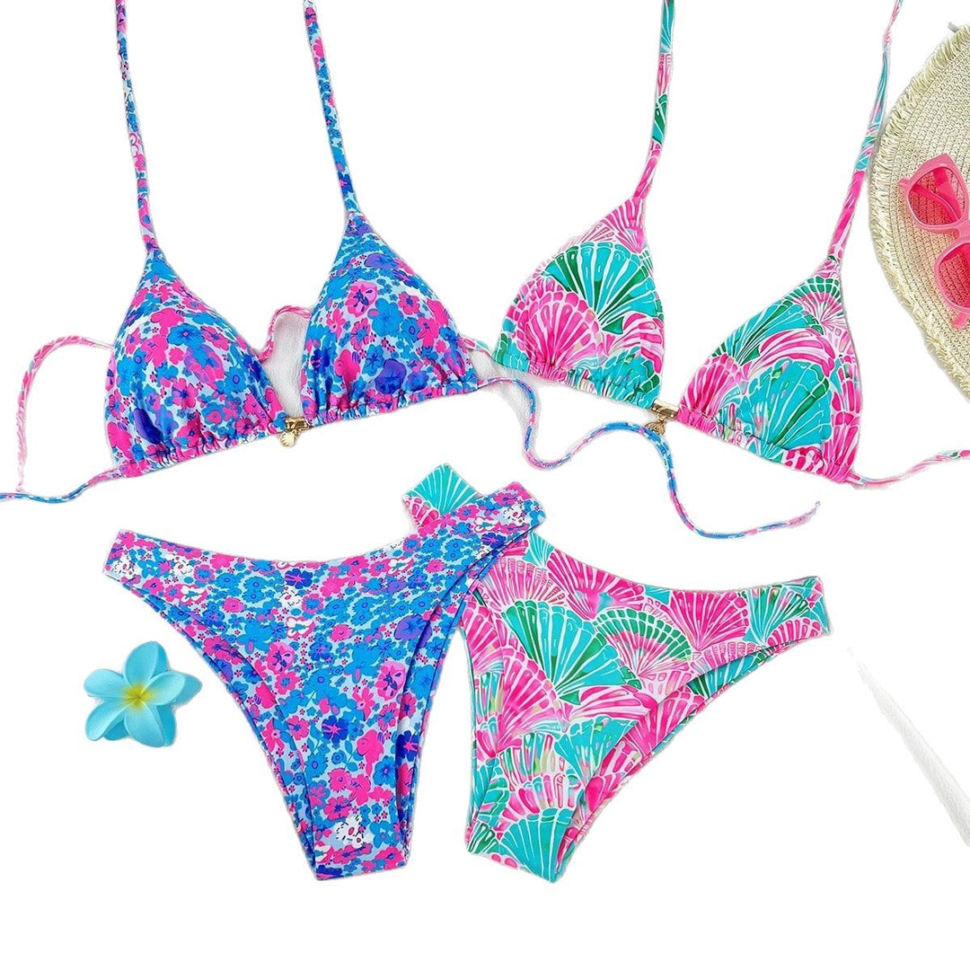 Ladies triangle bikini set with floral patterns and refined straps Mune Fashion