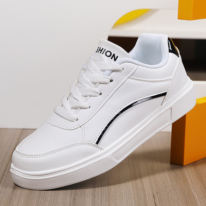 Unisex low urban city sneakers with vegan artificial leather, subtle metallic decorative edge, and shock-absorbing EVA sole Mune Fashion