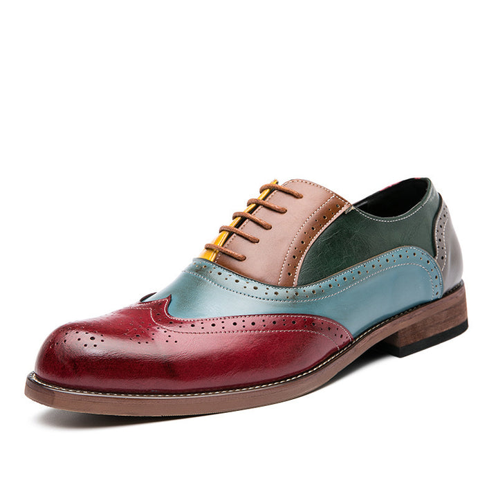 Men's handcrafted brogue leather shoes with multicolored patina and perforated details Mune Fashion