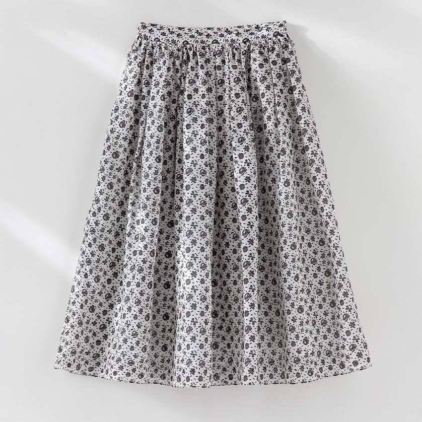 Women’s midi skirt with gathered waistband and small floral print Mune Fashion