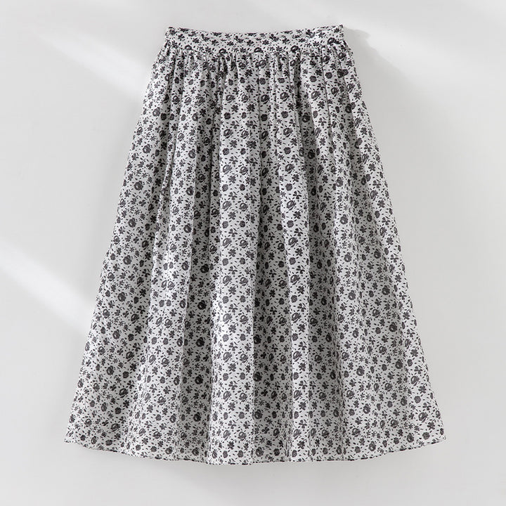 Women’s midi skirt with gathered waistband and small floral print Mune Fashion