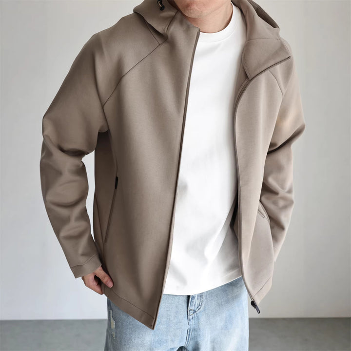 Men's Lightweight Hooded Jacket made of Technical Jersey with Concealed Zipper Mune Fashion